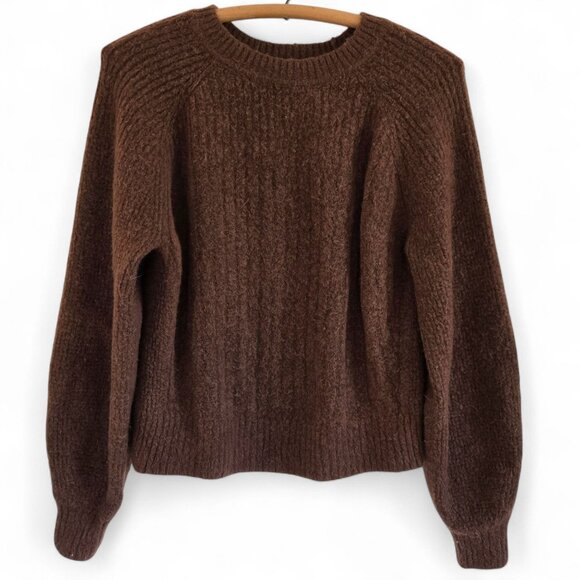 Athleta Womens Layover Crew Sweater Brown Merino Wool Blend Size Medium - Picture 2 of 15